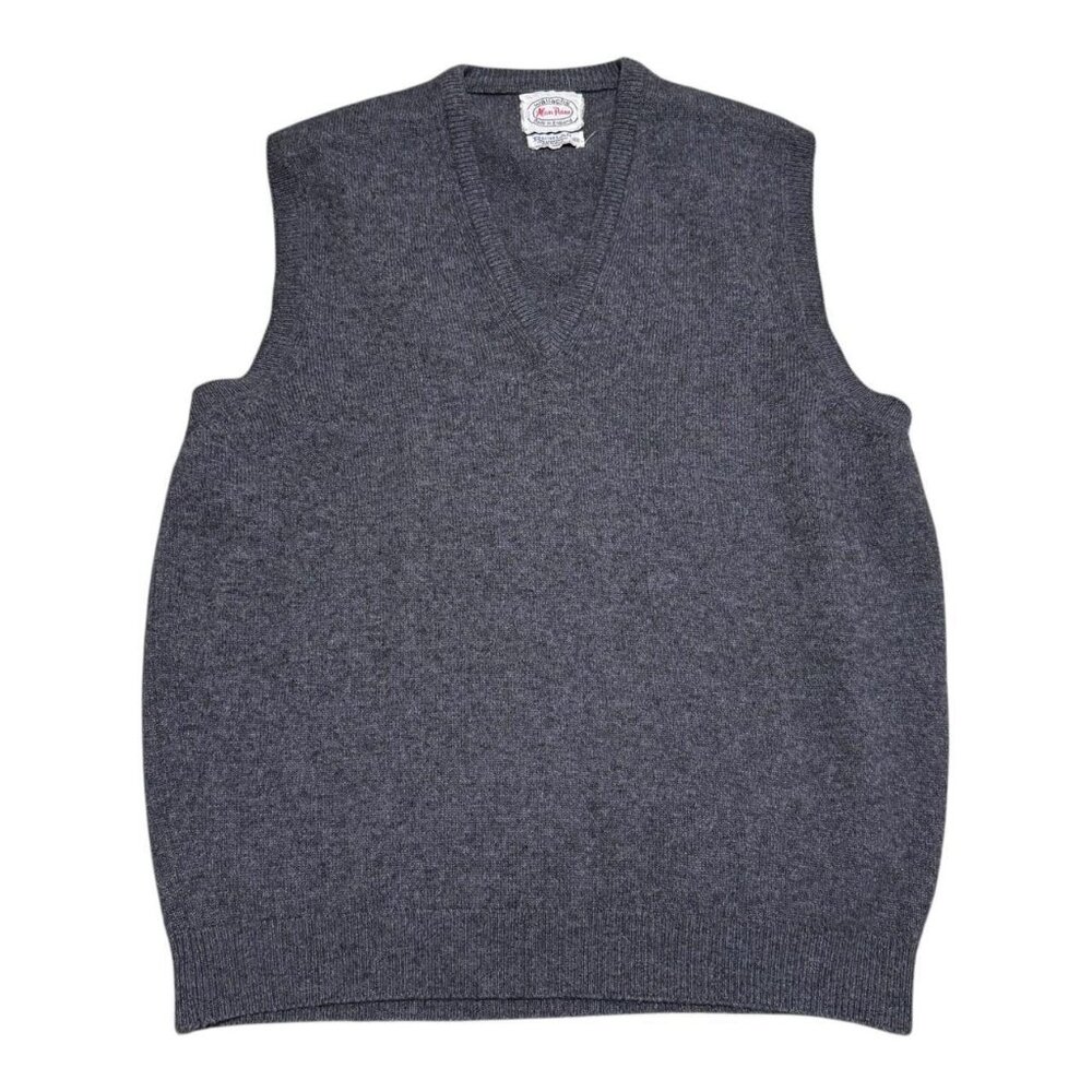 Vintage 70s 80s Wallachs Alan Paine Gray Lambswool Acrylic Sweater Vest Men's 42